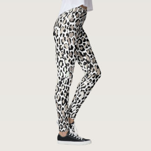 PixDezines Leopard Print/Silver Tone Leggings