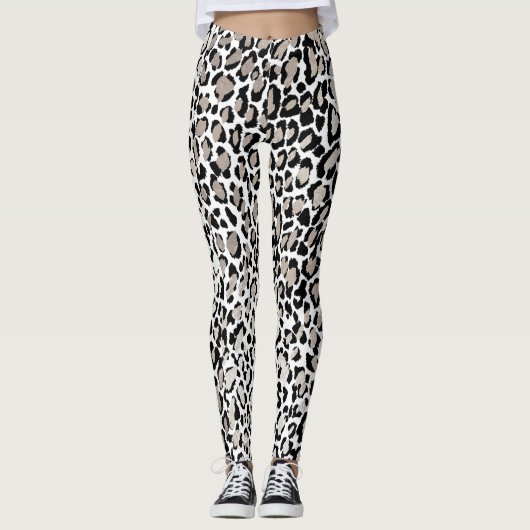 PixDezines Leopard Print/Silver Tone Leggings (Vorderseite)