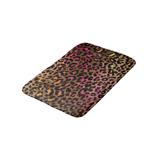 PixDezines Leopard/Regenbogenfarben/einstellbar Badematte (Schrägansicht)