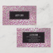 PixDezines Leopard/Rosa/Imitate gliter+silber Visitenkarte (Vorne/Hinten)