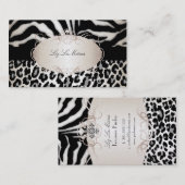 PixDezines Leopard/Zebra/Champagner Visitenkarte (Vorne/Hinten)