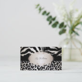 PixDezines Leopard/Zebra/Champagner Visitenkarte (Stehend Vorderseite)