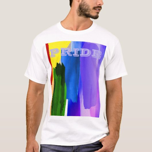 PixDezines LGBT Brushed Watercolor Rainbow T-Shirt (Vorderseite)