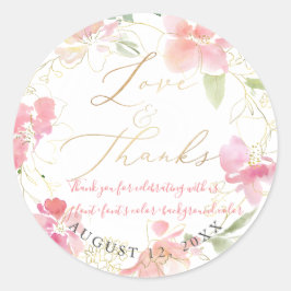 PixDezines Liebe+Danke, Wasserfarbe, blau Runder Aufkleber