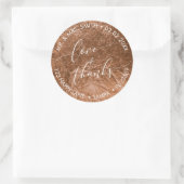 PixDezines LIEBE+DANKS IMITATS FOIL, COPPER Runder Aufkleber (Tasche)