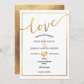 PixDezines Liebe Imitats Gold Hearts Einladung (Vorne/Hinten)
