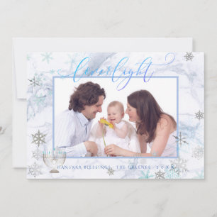 PixDezines Liebe+ Licht Hanukkah Marmor Schneefloc Feiertagskarte