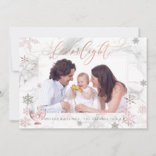 PixDezines Liebe+ Licht Hanukkah Marmor Schneefloc Feiertagskarte