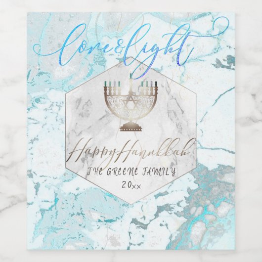 PixDezines Liebe+Light Hanukkah, Marmor Weinetikett (Einzelnes Label)