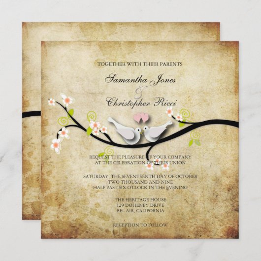 PixDezines-Liebe taucht/dunkle Hintergrundfarbe Einladung (Vorne/Hinten)