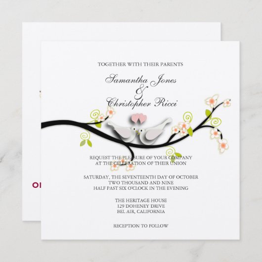 PixDezines-Liebe taucht/dunkle Hintergrundfarbe Einladung (Vorne/Hinten)