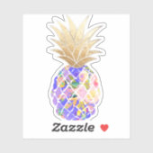 PixDezines Lila Aloha Ananas, Imitate Goldkrone Aufkleber (Blatt)