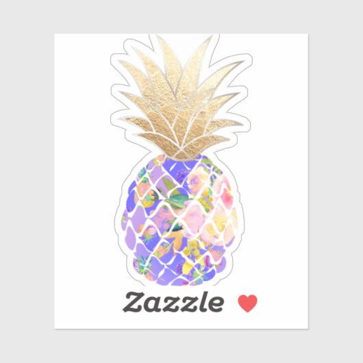 PixDezines Lila Aloha Ananas, Imitate Goldkrone Aufkleber (Blatt)