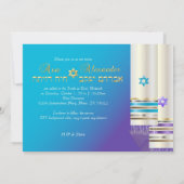 PixDezines Lila/Aqua Tallits/B'nai Mitzvah Einladung (Rückseite)