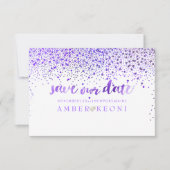 PixDezines Lila Confetti/Retten unser Datum Save The Date (Vorderseite)