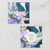 PixDezines Lila Orchid Dunkel Aquamarinen Ti Blätt Quadratische Visitenkarte (Vorne/Hinten)