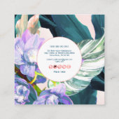 PixDezines Lila Orchid Dunkel Aquamarinen Ti Blätt Quadratische Visitenkarte (Rückseite)