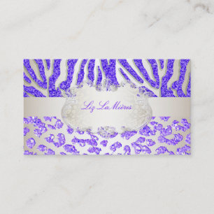 PixDezines lila Zebra/Leopard Visitenkarte