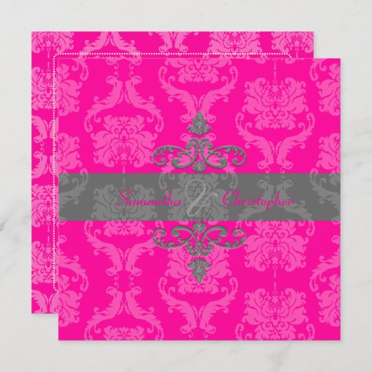 PixDezines Liliana Damask, anpassbarer Hintergrund Einladung (Vorne/Hinten)