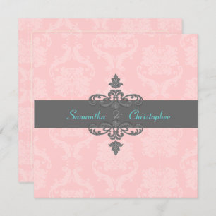 PixDezines Liliana Damask/DIY Colors/Pink/Grau Einladung