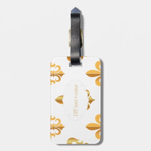 PixDezines Lilie/Imitate Gold/DIY Hintergrund Gepäckanhänger (Rückseite vertikal)