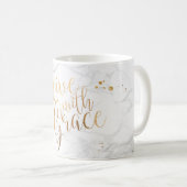 PixDezines LIVE MIT GRACE/Marble+Imitate Gold Scri Kaffeetasse (VorderseiteRechts)
