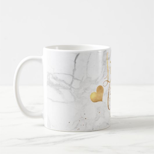 PixDezines LIVE MIT GRACE/Marble+Imitate Gold Scri Kaffeetasse (Links)