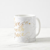 PixDezines LIVE MIT GRACE/Marble+Imitate Gold Scri Kaffeetasse (VorderseiteRechts)