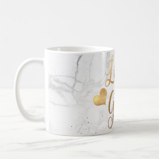 PixDezines LIVE MIT GRACE/Marble+Imitate Gold Scri Kaffeetasse (Links)