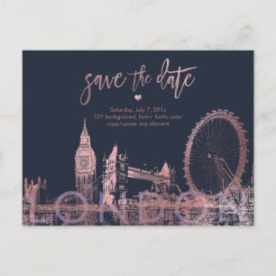 PixDezines London Termin vormerken/Faux Roségold Ankündigungspostkarte