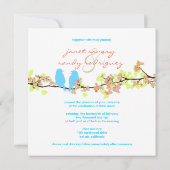 PixDezines LOVE BIRDS/BLAU/DICKE HINTERGRUND Einladung (Rückseite)