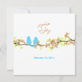 PixDezines LOVE BIRDS/BLAU/DICKE HINTERGRUND Einladung (Vorderseite)