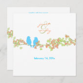 PixDezines LOVE BIRDS/BLAU/DICKE HINTERGRUND Einladung (Vorne/Hinten)