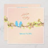 PixDezines LOVE BIRDS/BLAU/DICKE HINTERGRUND Einladung (Vorne/Hinten)