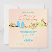 PixDezines LOVE BIRDS/BLAU/DICKE HINTERGRUND Einladung (Rückseite)