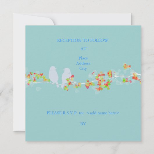 PixDezines LOVE BIRDS/DICHTE HINTERGRUNDFARBE Einladung (Rückseite)