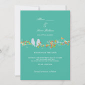 PixDezines LOVE BIRDS/DICHTE HINTERGRUNDFARBE Einladung (Vorderseite)