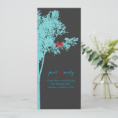 PixDezines Love Vögel, Aquamarine Asche Baum / DJ  Einladung (Stehend Vorderseite)