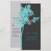 PixDezines Love Vögel, Aquamarine Asche Baum / DJ  Einladung (Vorne/Hinten)