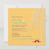 PixDezines Love Vögel, Rot, Eiche Baum / DJ Farbe! Einladung (Rückseite)