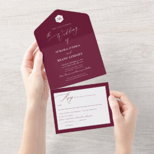 PixDezines Luxe Calligraphy DIY Colors Burgundy All In One Einladung