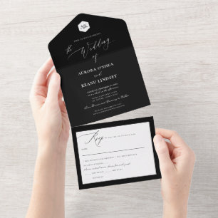 PixDezines Luxe Calligraphy DIY Colors Schwarz-wei All In One Einladung