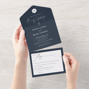 PixDezines Luxe Calligraphy DIY Farbschiefer Blau All In One Einladung