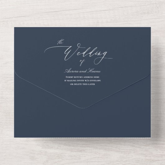 PixDezines Luxe Calligraphy DIY Farbschiefer Blau All In One Einladung (Rückseite)