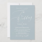 PixDezines Luxe Calligraphy Dusty Blue Wedding Einladung (Vorderseite)