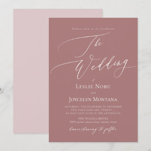 PixDezines Luxe Calligraphy Dusty Rose Wedding Einladung