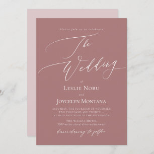 PixDezines Luxe Calligraphy Dusty Rose Wedding Einladung
