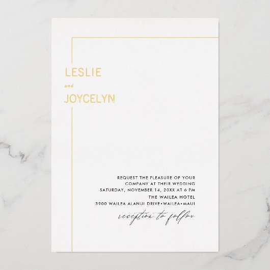PixDezines Luxe Calligraphy Minimalistisch Folieneinladung (Vorderseite)