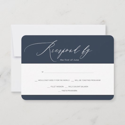 PixDezines Luxe Calligraphy Navy Blue UAWG RSVP Karte (Rückseite)