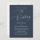 PixDezines Luxe Calligraphy Navy Blue Wedding Einladung (Vorderseite)